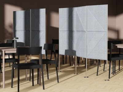La paretina fonoassorbente modulare isolspace Skin Stand